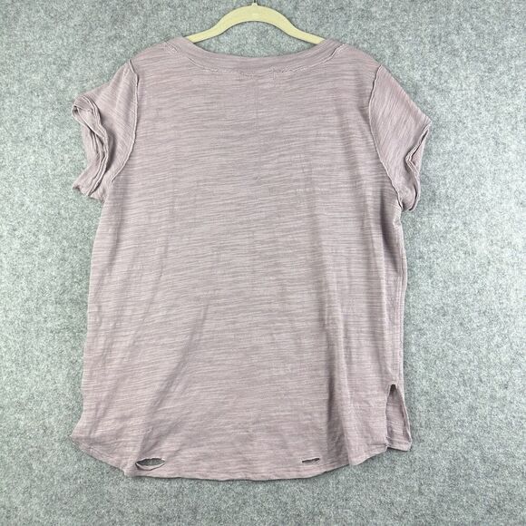 We The Free People Sundance Slub Tee Womens S Lilac Distressed Boho VNeck NEW - Picture 7 of 15